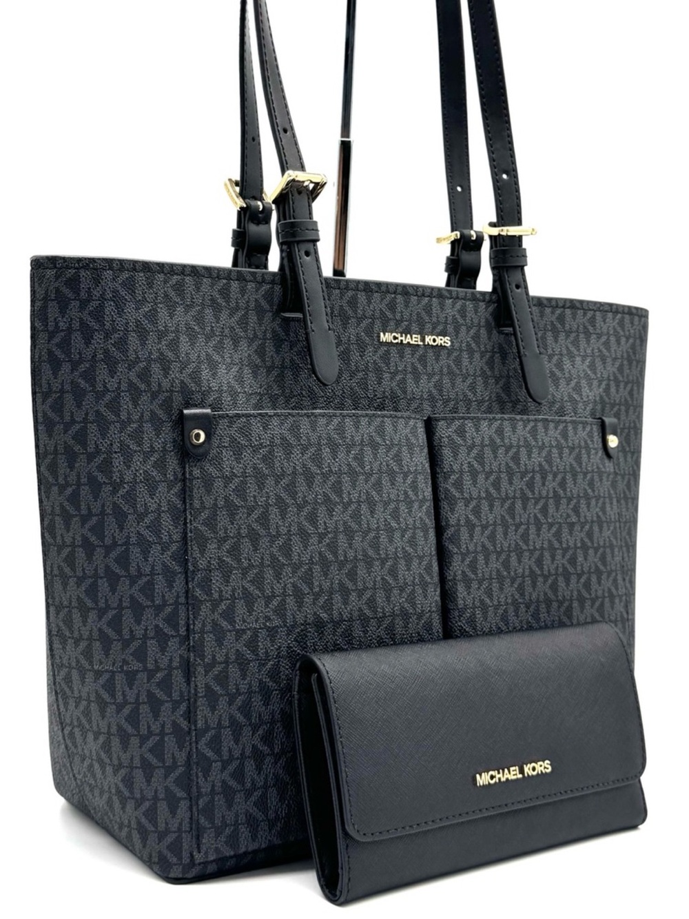 Michael Kors Jet Set Medium Pocket Tote Bag & Matching Trifold Wallet